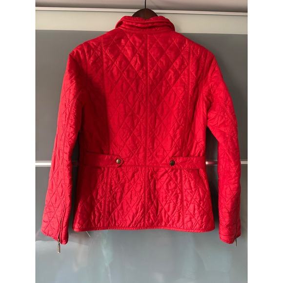 Barbour Flyweight Cavalry Quilted Jacket Red Snap Button Zip Tailor Women US 4 - Picture 4 of 10
